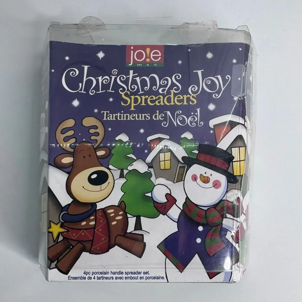 Joie Set of 4 Christmas Spreaders Ceramic w/ Stainless Steel NEW